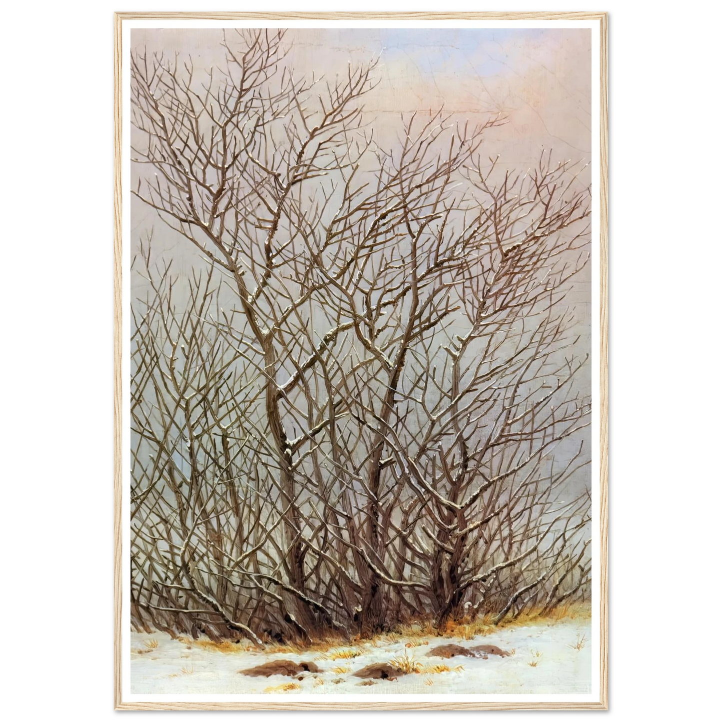 Bushes in the Snow Art Print | Caspar David Friedrich - Framed Poster - 30x40 cm / 12x16″ - Black frame