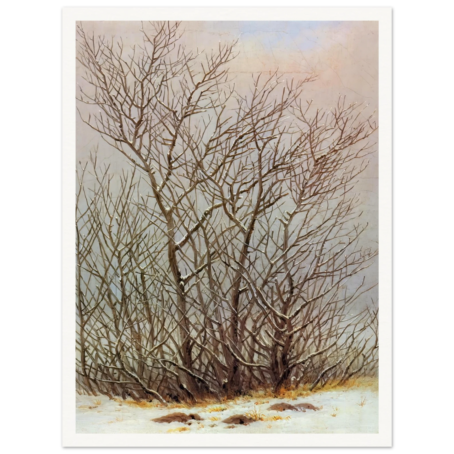 Bushes in the Snow Art Print | Caspar David Friedrich - Framed Poster - 30x40 cm / 12x16″ - Black frame