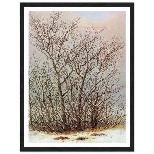 Bushes in the Snow Art Print | Caspar David Friedrich - Framed Poster - 30x40 cm / 12x16″ - Black frame