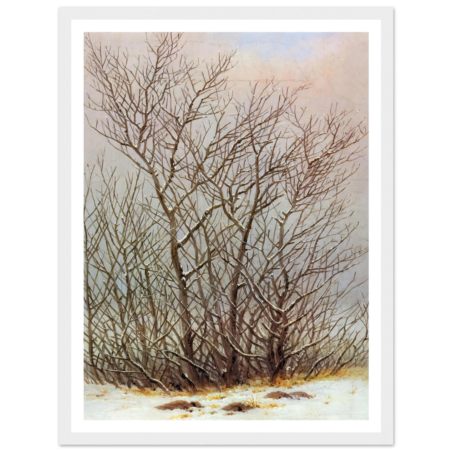 Bushes in the Snow Art Print | Caspar David Friedrich - Framed Poster - 30x40 cm / 12x16″ - Black frame