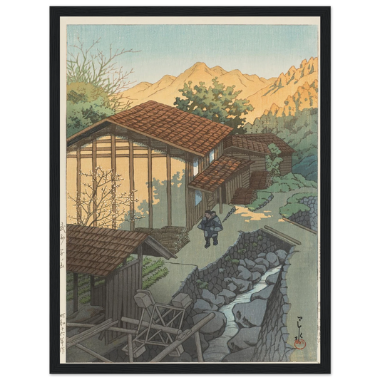 Bushu Nenoyama (1941) Art Print | Kawase Hasui - Framed Poster - 30x40 cm / 12x16″ - Black frame