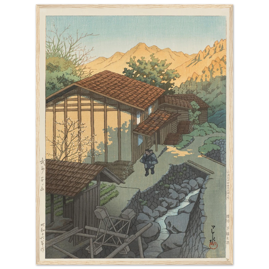 Bushu Nenoyama (1941) Art Print | Kawase Hasui - Framed Poster - 30x40 cm / 12x16″ - Black frame