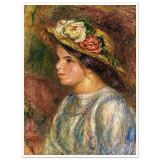 Buste De Femme, Chapeau De Paille Garni (circa 1914) Art Print | Pierre Auguste Renoir - Framed Poster - 30x40 cm / 12x16″ - Black frame
