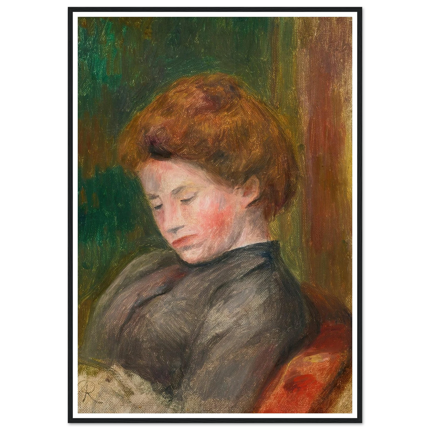 Buste De Femme (circa 1896-1900) Art Print | Pierre Auguste Renoir - Framed Poster - 30x40 cm / 12x16″ - Black frame