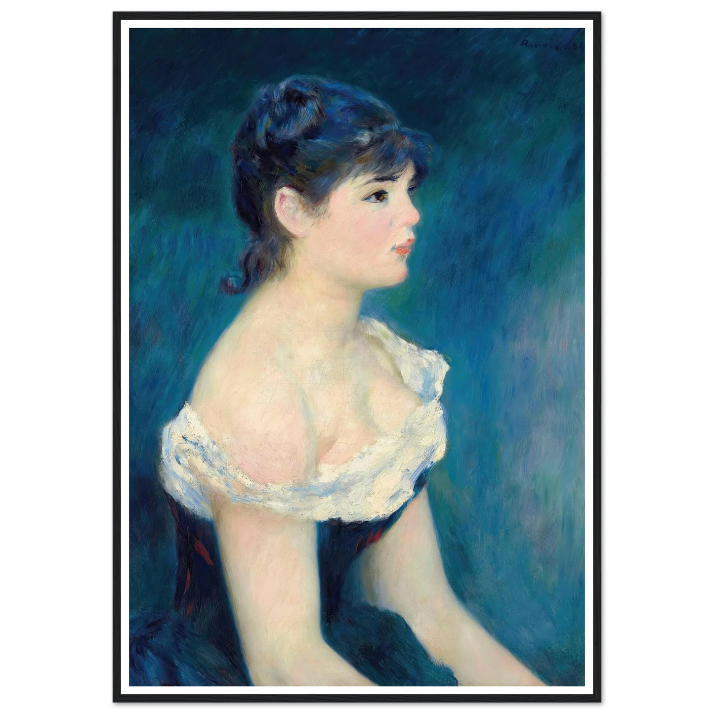 Buste de femme, de profil (1884) Art Print | Pierre Auguste Renoir - Framed Poster - 30x40 cm / 12x16″ - Black frame