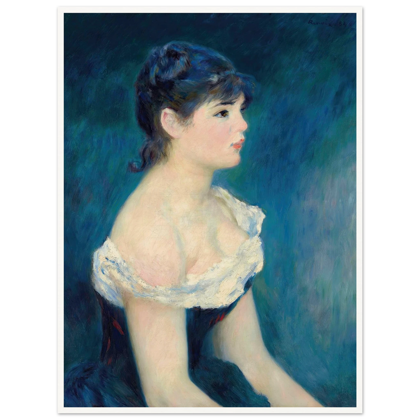 Buste de femme, de profil (1884) Art Print | Pierre Auguste Renoir - Framed Poster - 30x40 cm / 12x16″ - Black frame