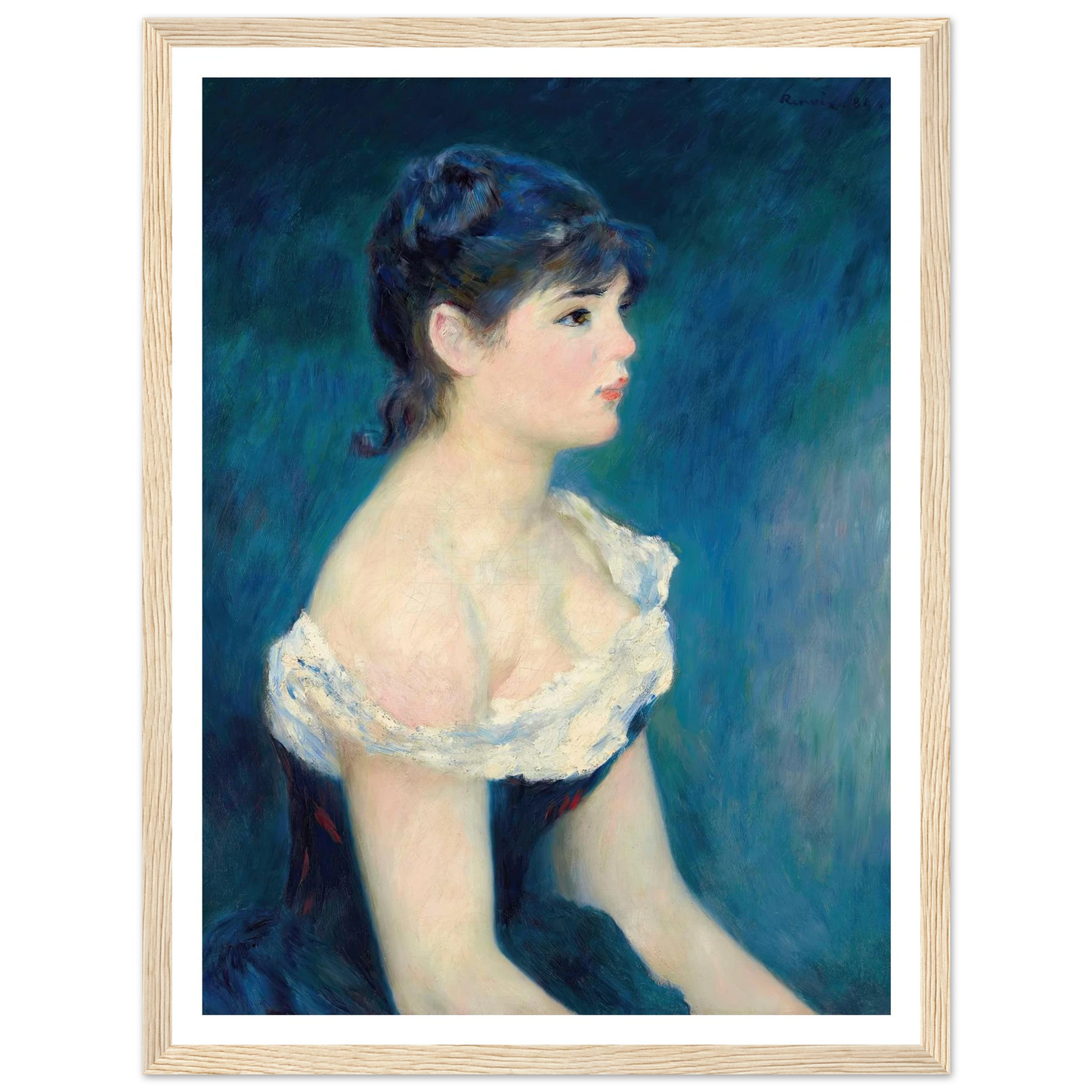 Buste de femme, de profil (1884) Art Print | Pierre Auguste Renoir - Framed Poster - 30x40 cm / 12x16″ - Black frame