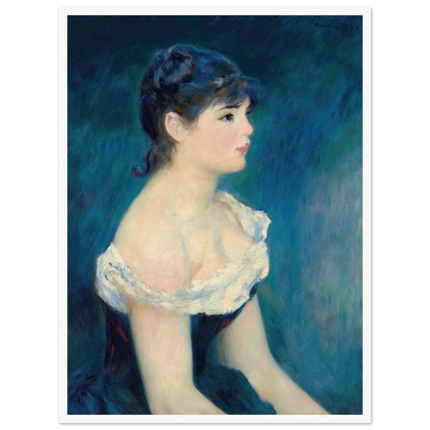 Buste de femme, de profil (1884) Art Print | Pierre Auguste Renoir - Framed Poster - 30x40 cm / 12x16″ - Black frame
