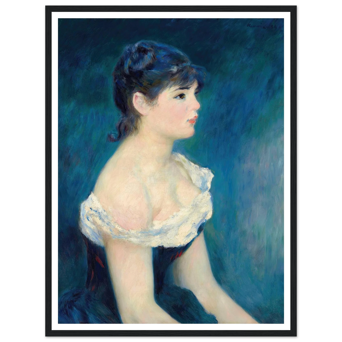 Buste de femme, de profil (1884) Art Print | Pierre Auguste Renoir - Framed Poster - 30x40 cm / 12x16″ - Black frame
