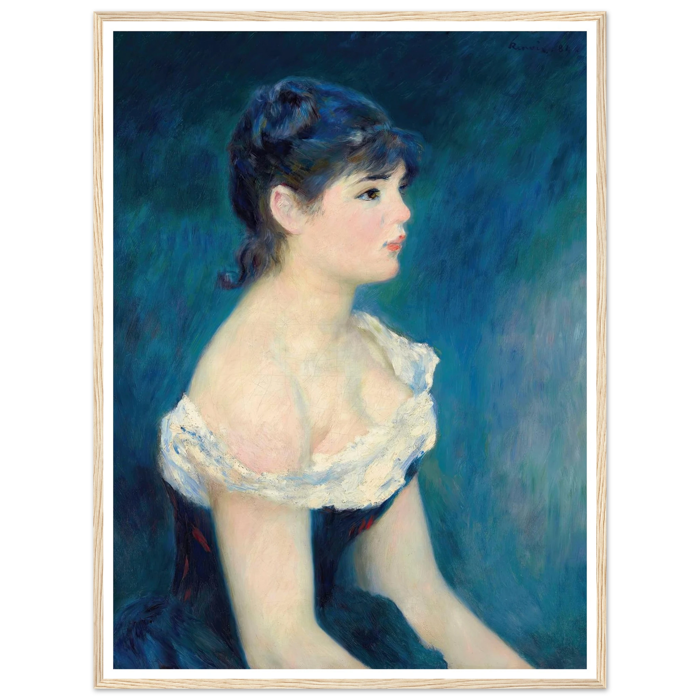 Buste de femme, de profil (1884) Art Print | Pierre Auguste Renoir - Framed Poster - 30x40 cm / 12x16″ - Black frame