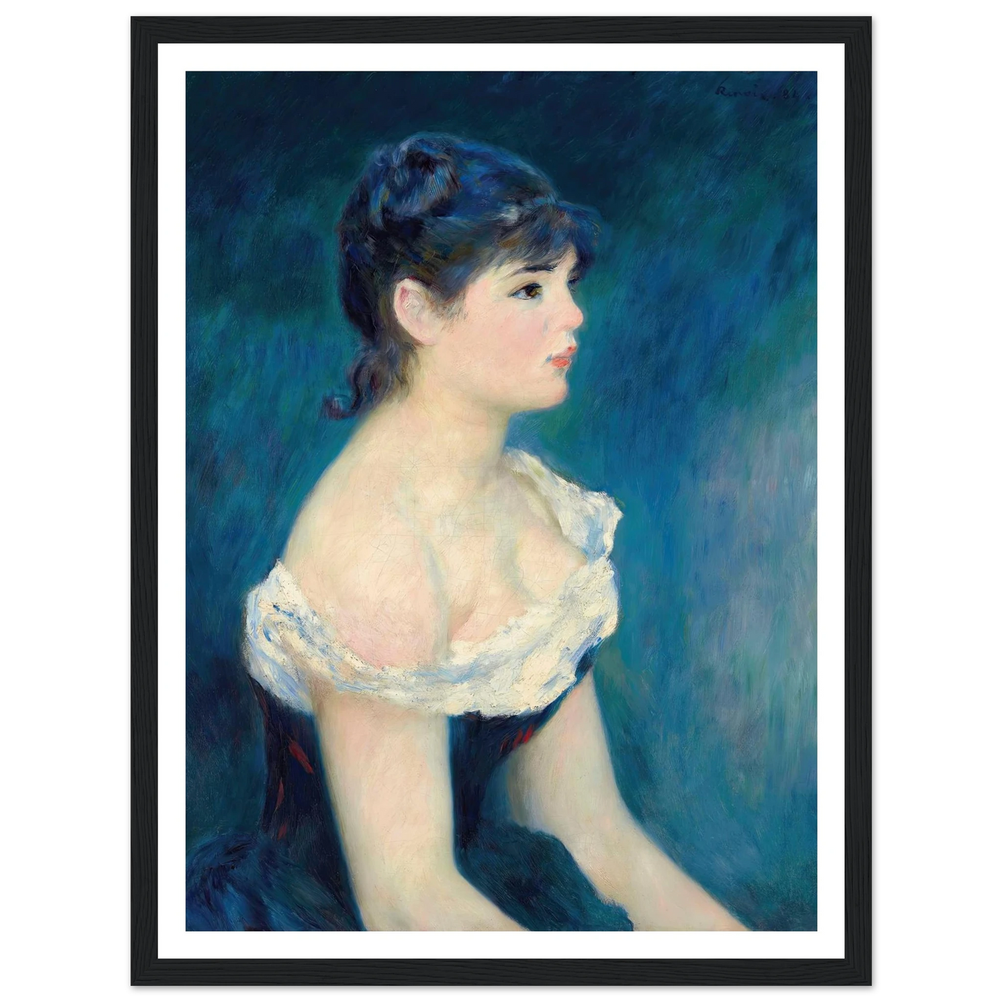 Buste de femme, de profil (1884) Art Print | Pierre Auguste Renoir - Framed Poster - 30x40 cm / 12x16″ - Black frame