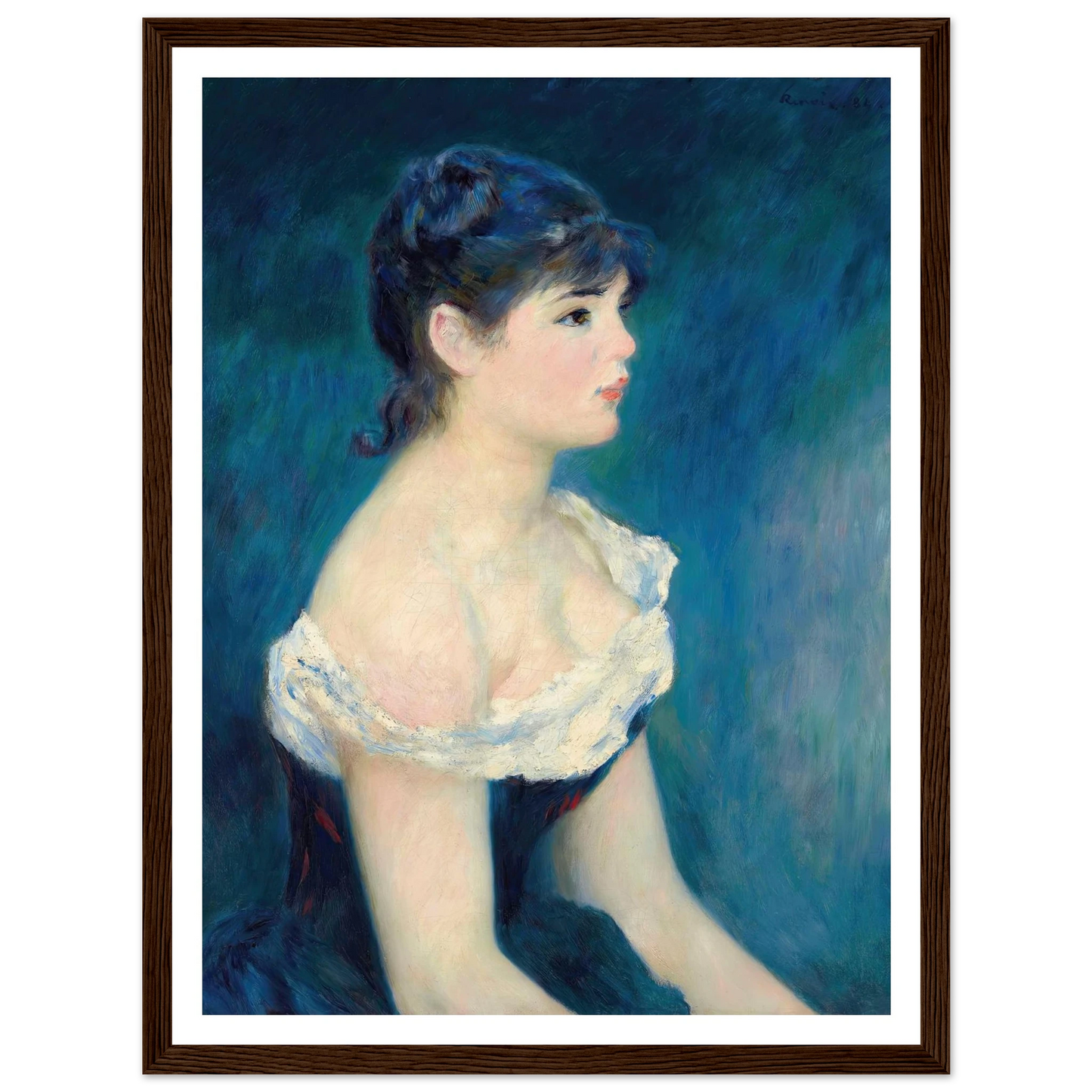 Buste de femme, de profil (1884) Art Print | Pierre Auguste Renoir - Framed Poster - 30x40 cm / 12x16″ - Black frame