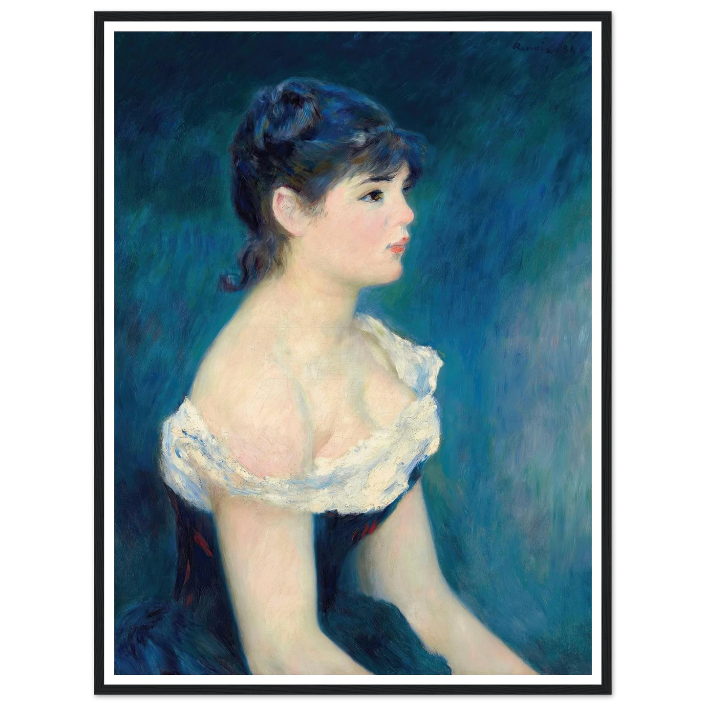 Buste de femme, de profil (1884) Art Print | Pierre Auguste Renoir - Framed Poster - 30x40 cm / 12x16″ - Black frame