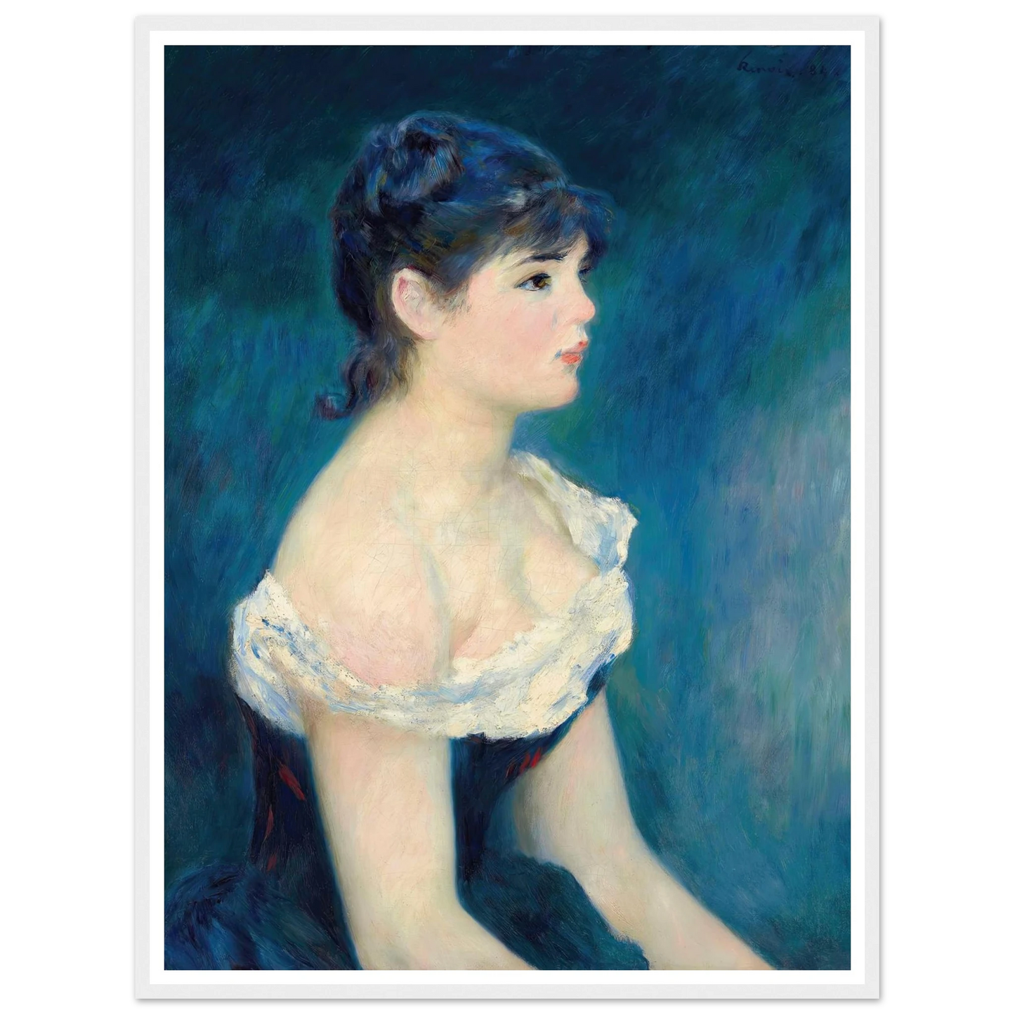 Buste de femme, de profil (1884) Art Print | Pierre Auguste Renoir - Framed Poster - 30x40 cm / 12x16″ - Black frame