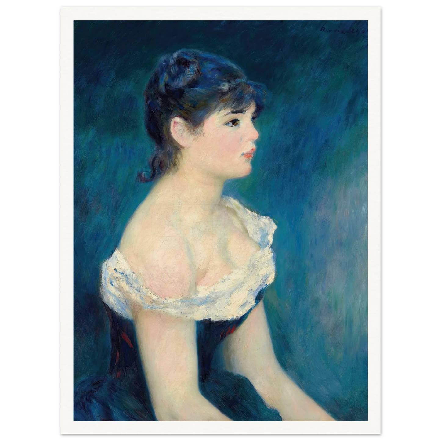 Buste de femme, de profil (1884) Art Print | Pierre Auguste Renoir - Framed Poster - 30x40 cm / 12x16″ - Black frame