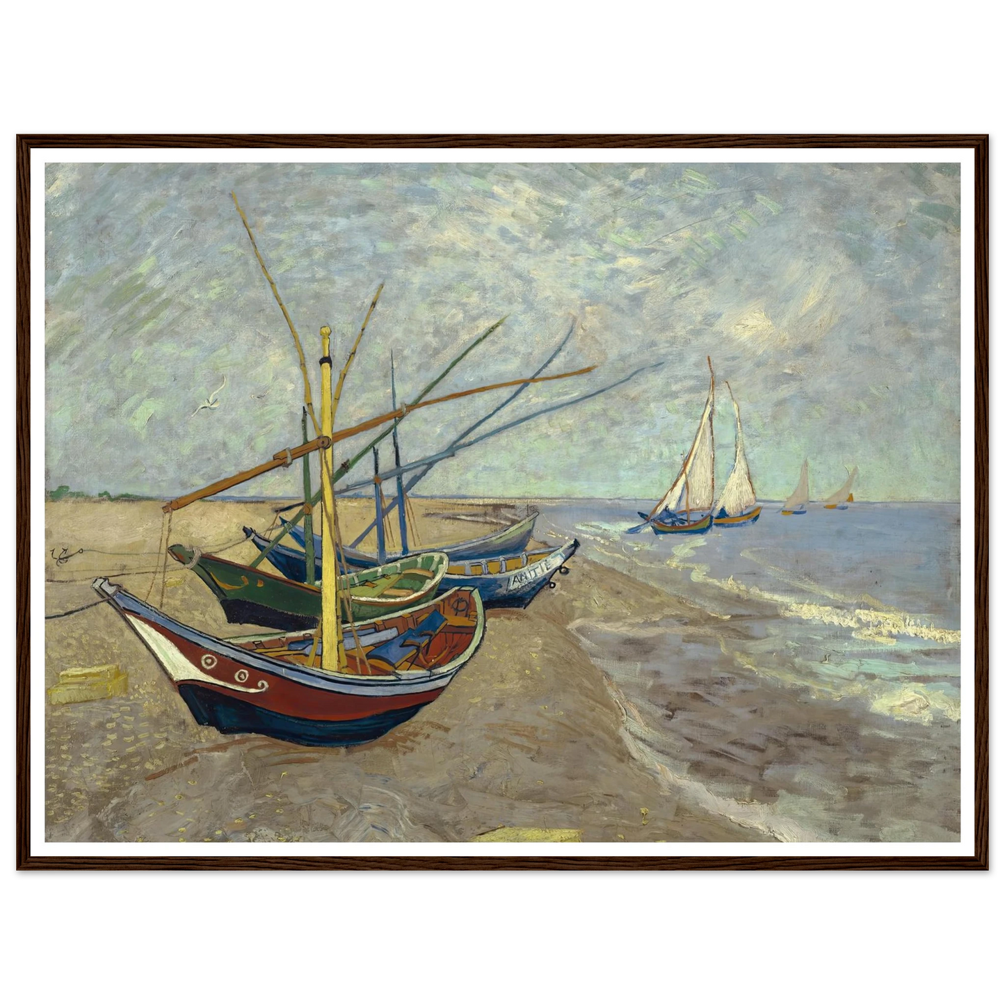 Fishing boats on the beach at Les Saintes-Maries-de-la-Mer (1888) Art Print | Vincent van Gogh-Quipham Collections