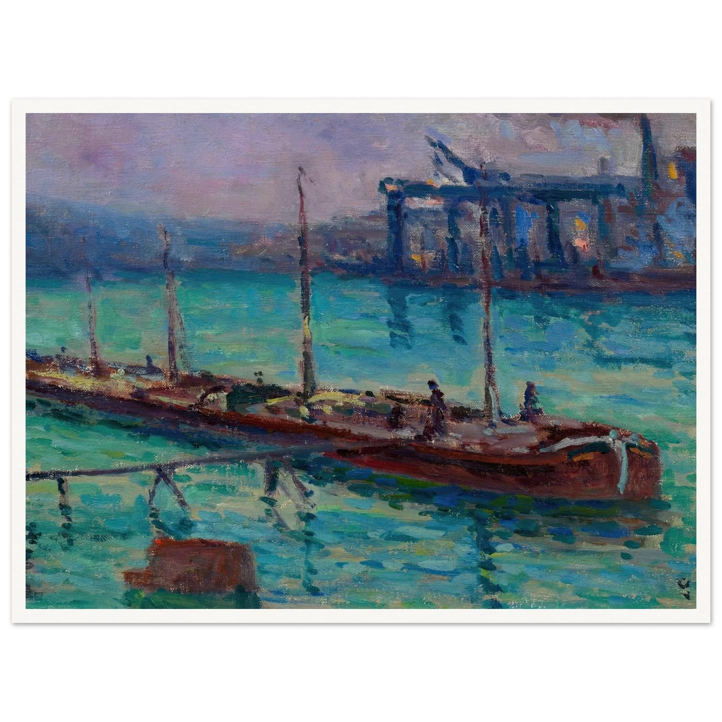 Péniche Au Bord De La Seine (circa 1910) Art Print | Maximilien Luce-Quipham Collections