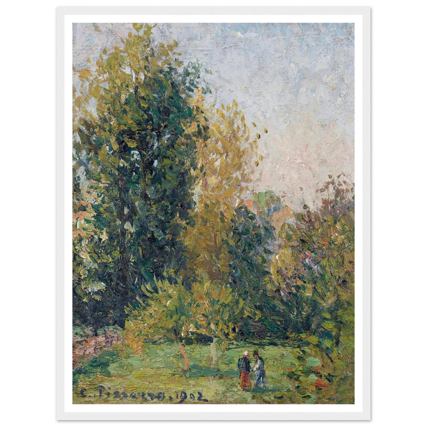 Paysage Avec Deux Personnages, Éragny, Automne (1902) Art Print | Camille Pissarro-Quipham Collections