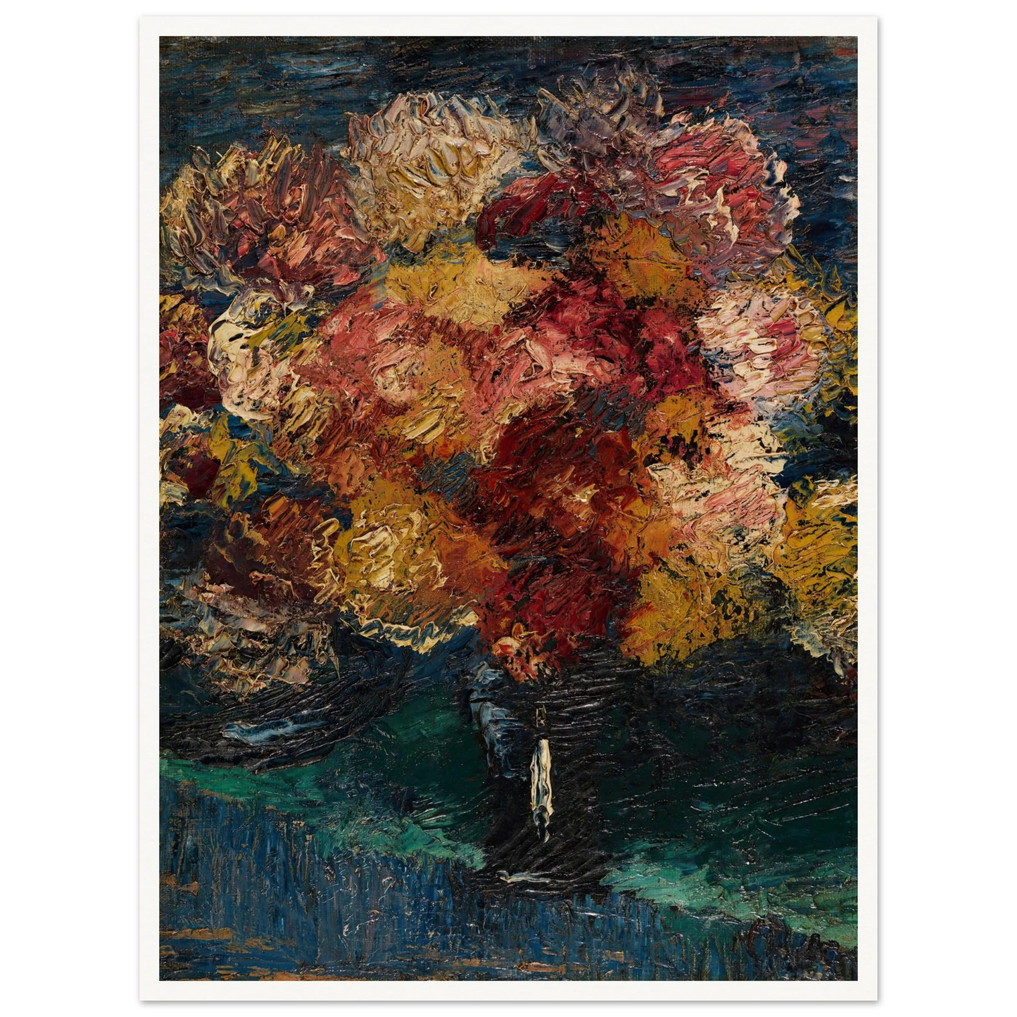 Chrysanthemen und Astern in blauer Vase (1910) Art Print | Christian Rohlfs-Quipham Collections