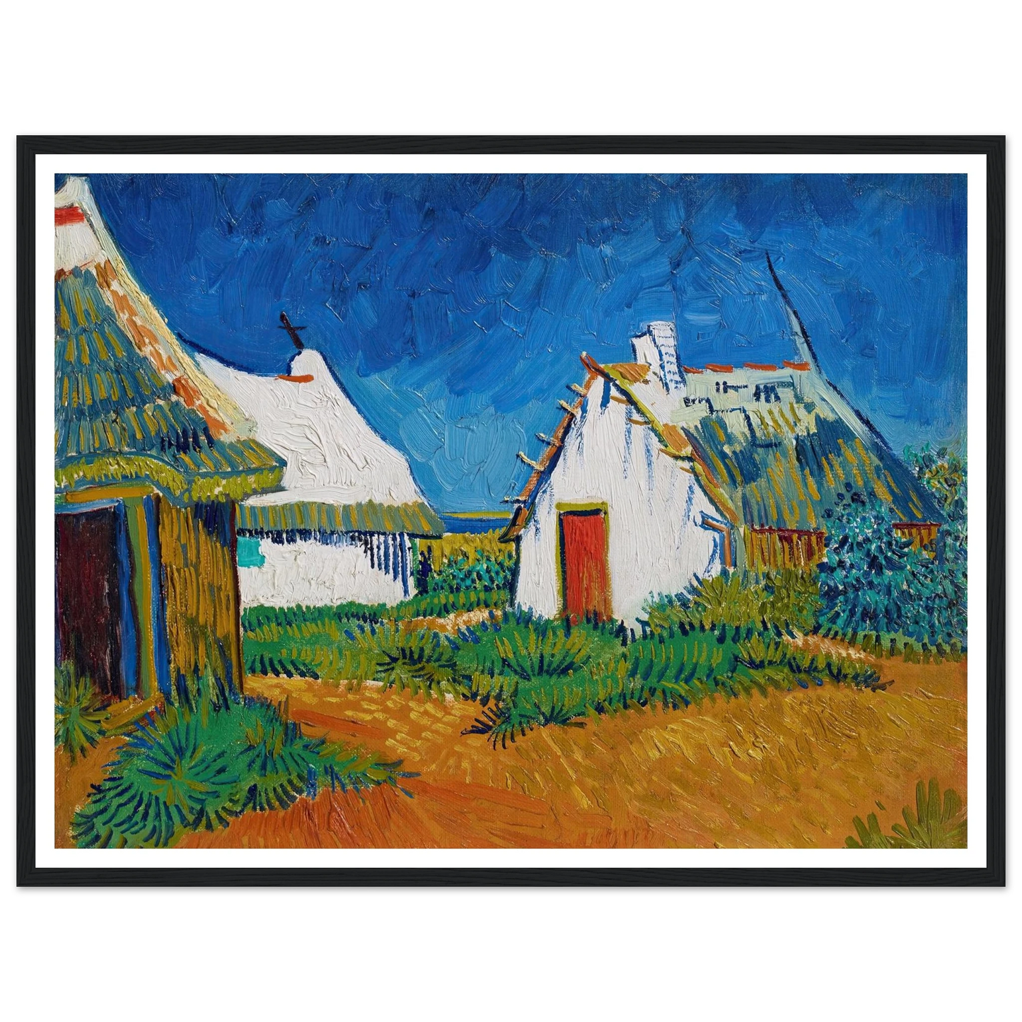 Three white cottages in Saintes-Maries (1888) Art Print | Vincent van Gogh-Quipham Collections