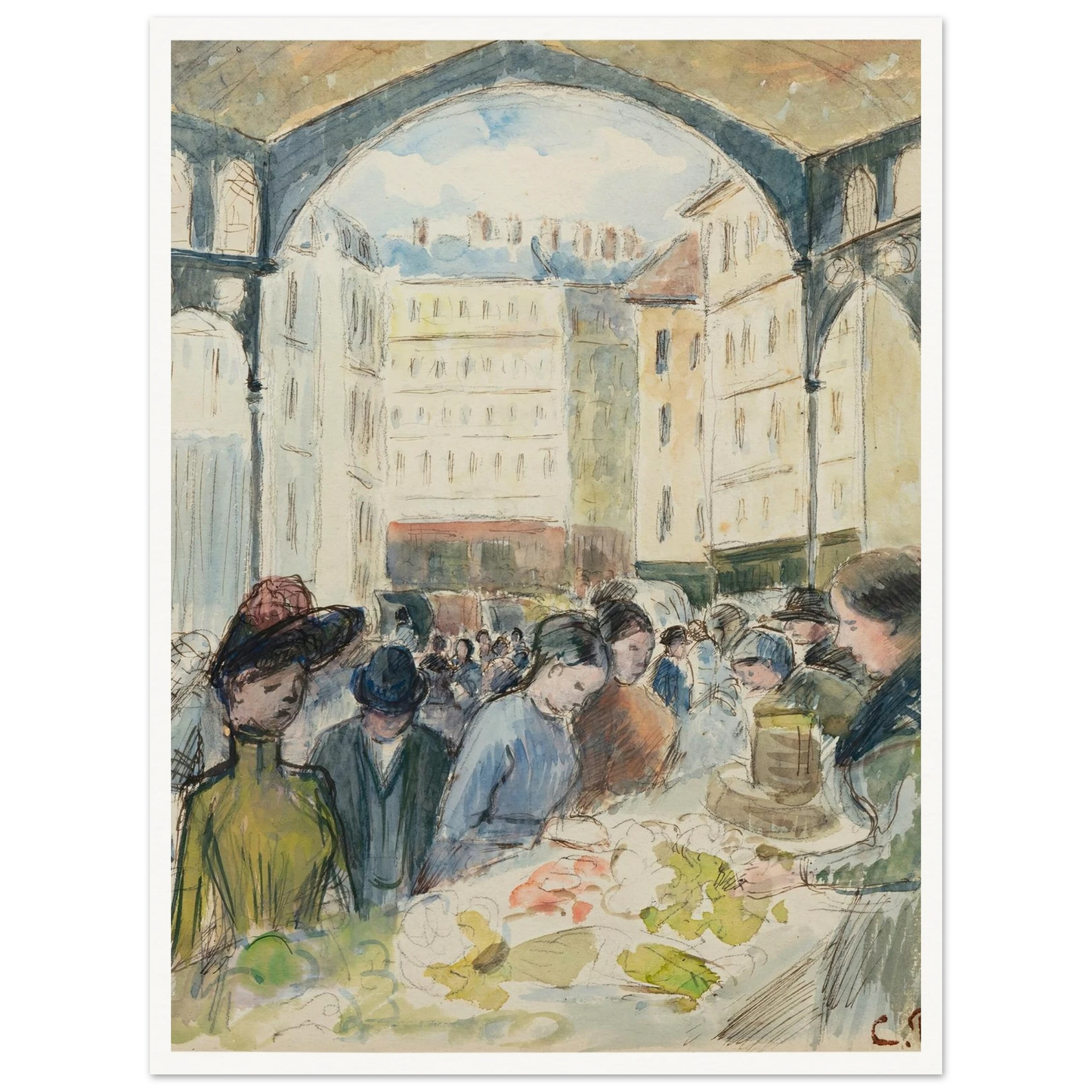 Les Halles centrales; le marché aux légumes Art Print | Camille Pissarro-Quipham Collections
