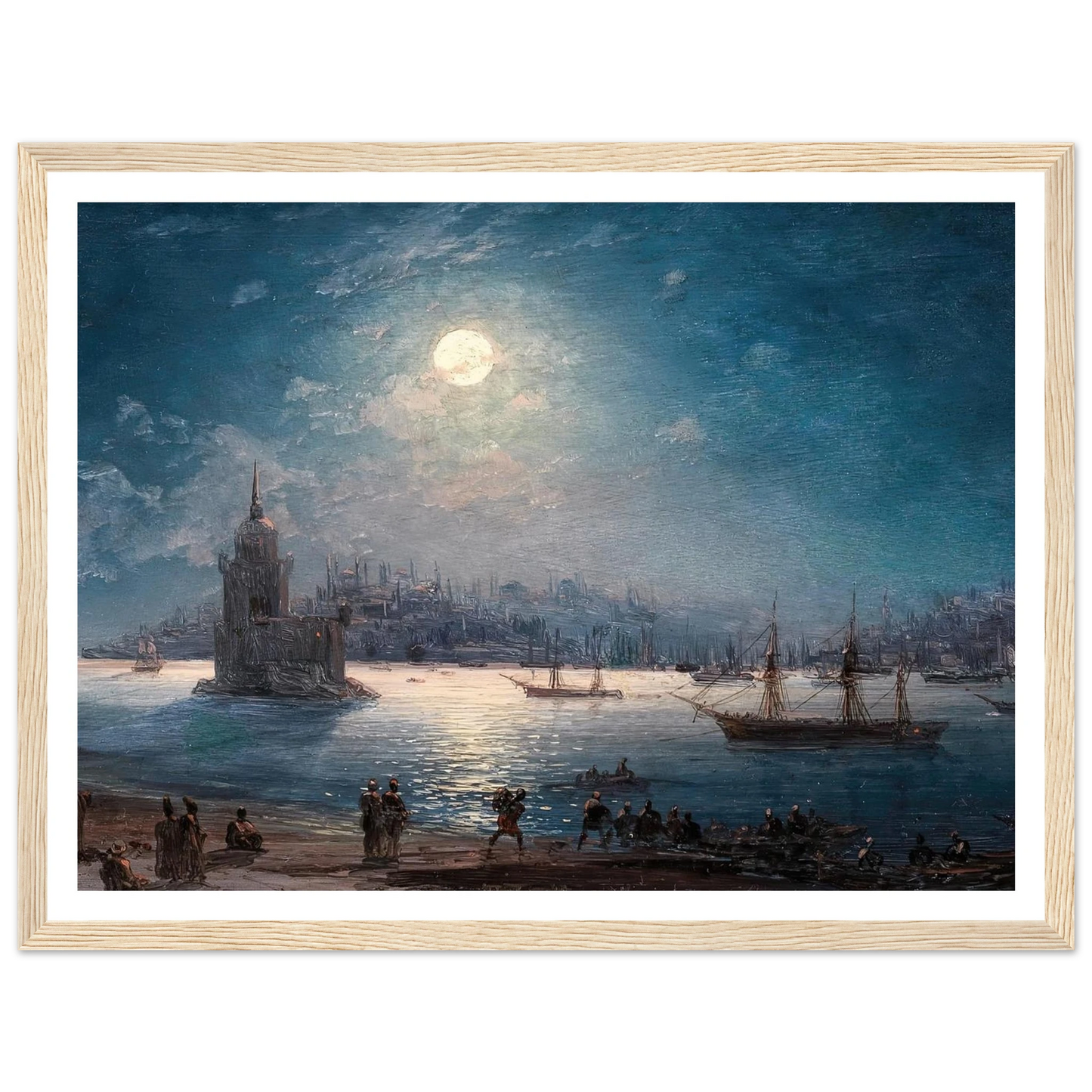 A View of the Bosporus with the Hagia Sophia and the Maiden’s Tower in the Moonlight (1884) Art Print | Ivan Konstantinovich Aivazovsky-Quipham Collections