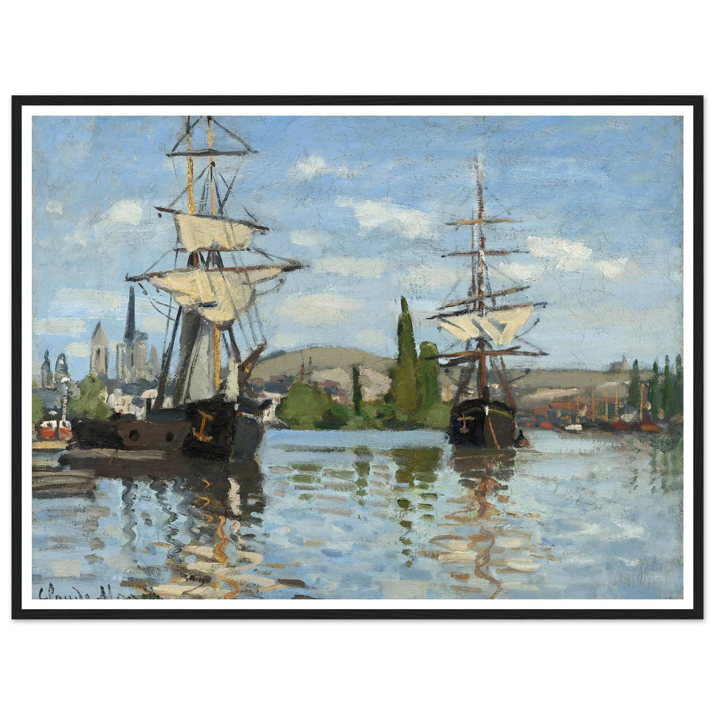Ships Riding on the Seine at Rouen (1872-1873) Art Print | Claude Monet-Quipham Collections