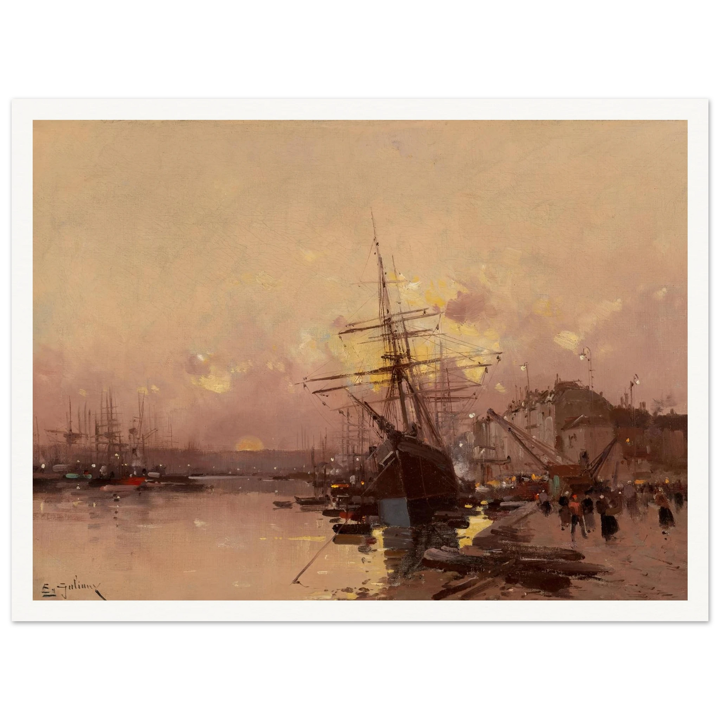 Port Breton au crépuscule Art Print | Eugene Galien Laloue-Quipham Collections