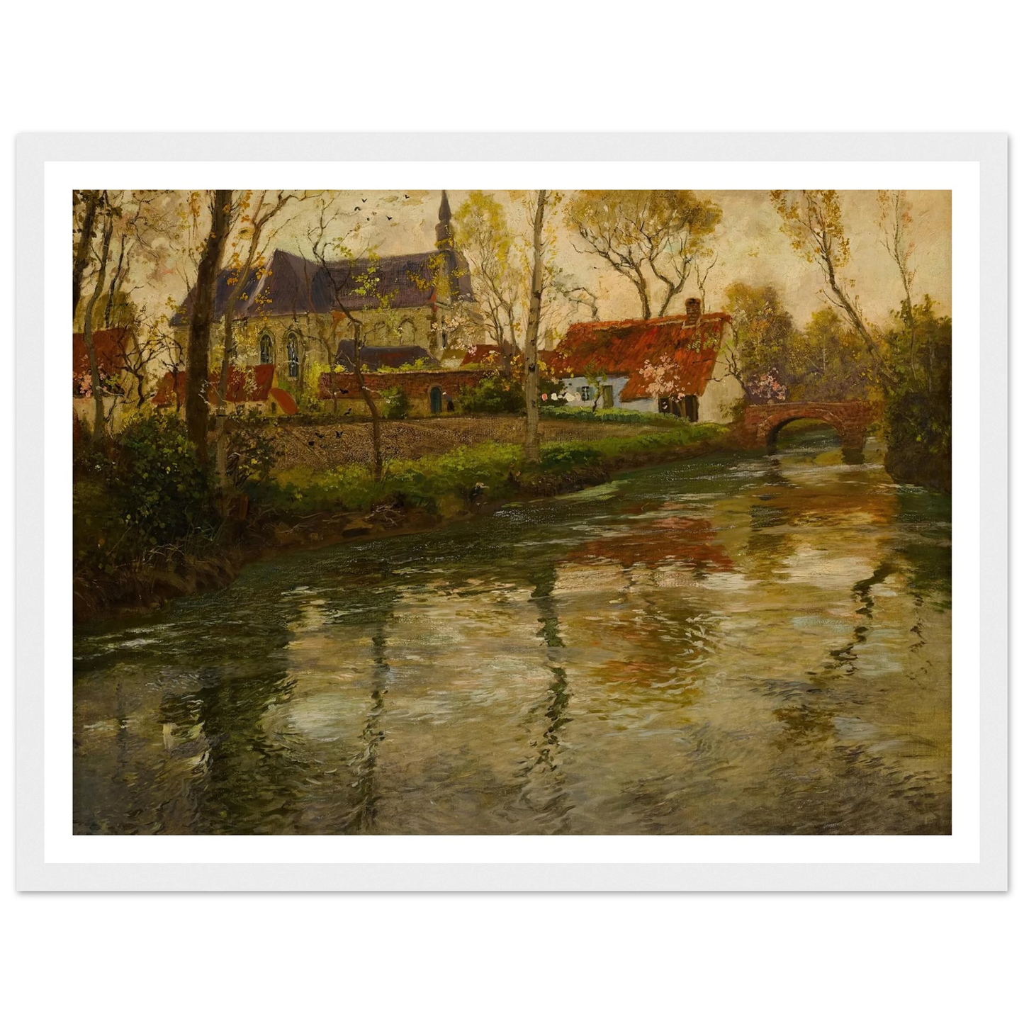 A River Landscape with a Church Beyond Art Print | Frits Thaulow-Quipham Collections