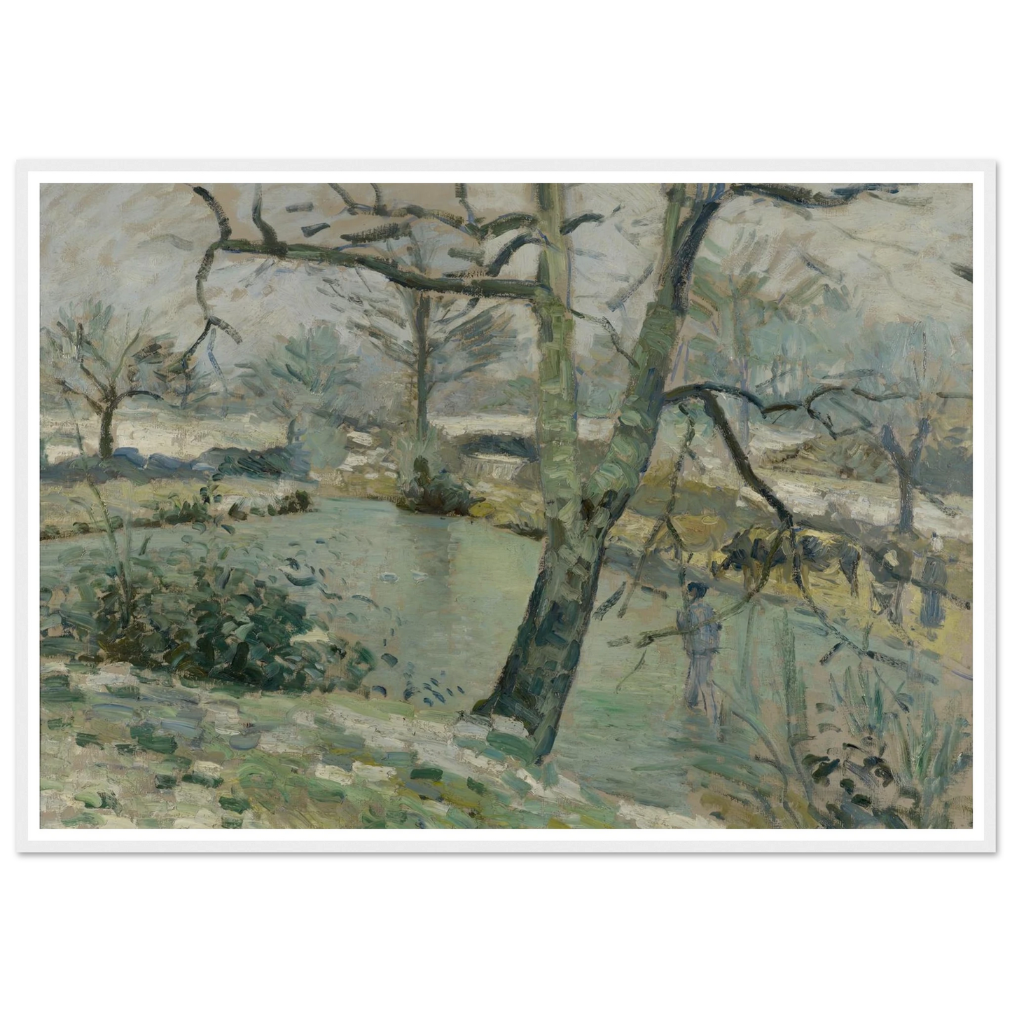 The Pond at Montfoucault, Effect of Winter (1874) Art Print | Camille Pissarro-Quipham Collections