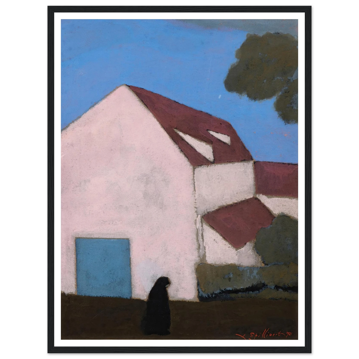 Ferme à la façade rose, silhouette de femme (1921) Art Print | Leon Spilliaert-Quipham Collections