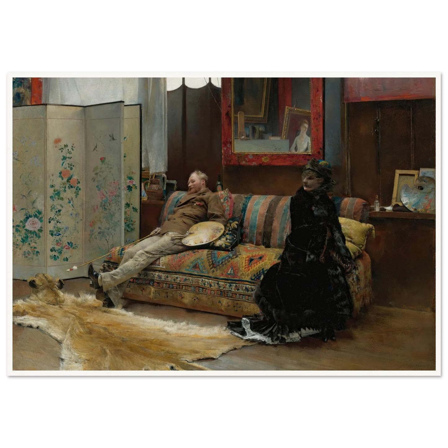 Bouderie (Gustave Courtois In His Studio) (1880) Art Print | Pascal Adolphe Jean Dagnan Bouveret-Quipham Collections