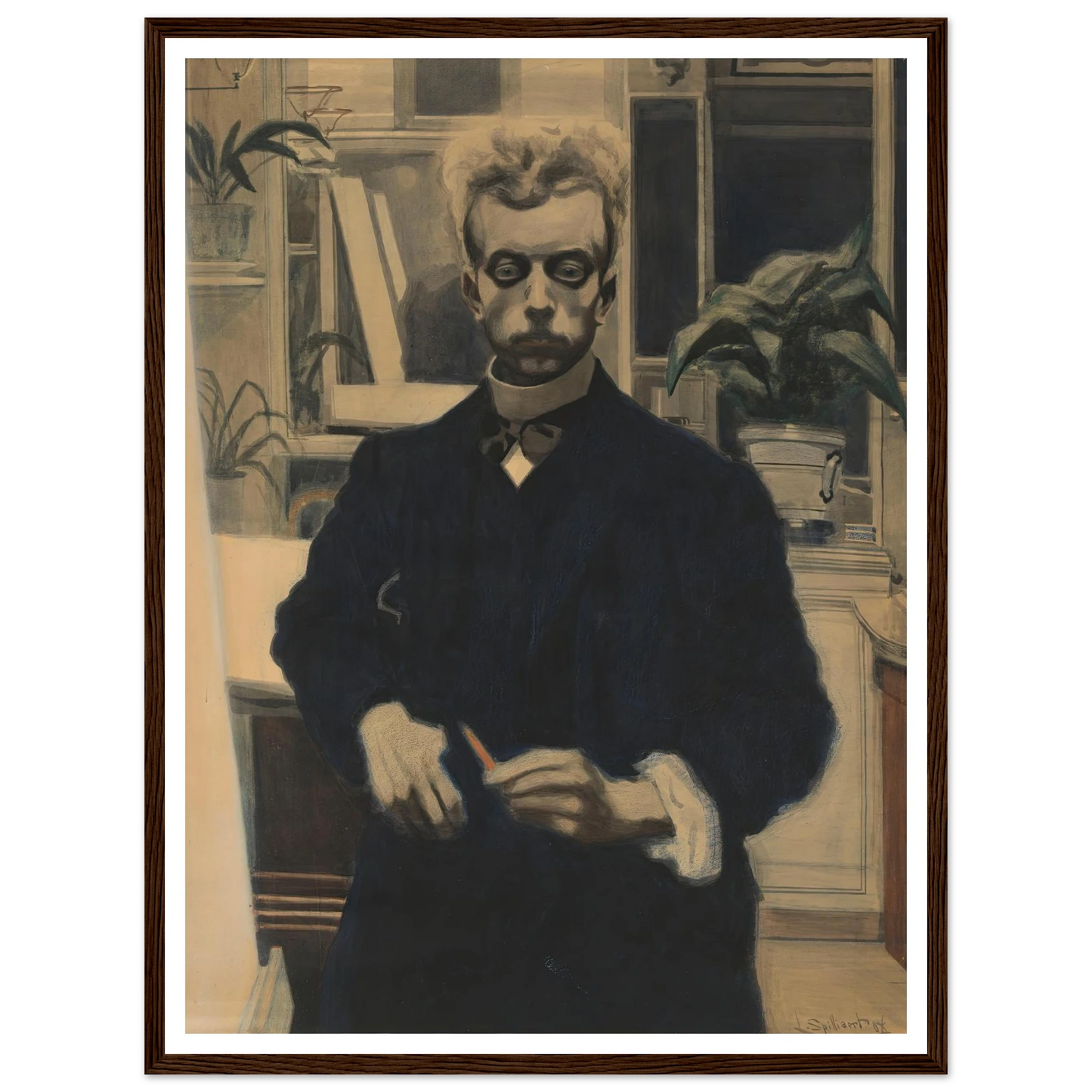 Zelfportret met rood potlood (1908) Art Print | Leon Spilliaert-Quipham Collections