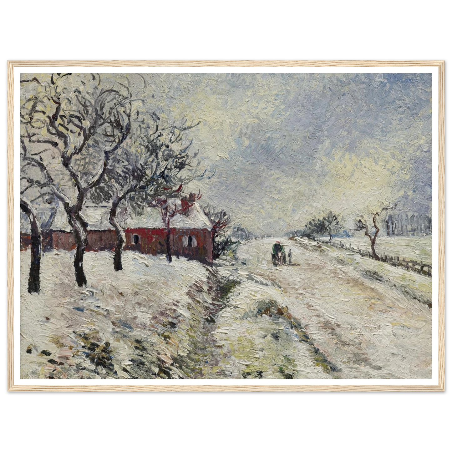 Route enneigée avec maison, environs d’Eragny (1885) Art Print | Camille Pissarro-Quipham Collections