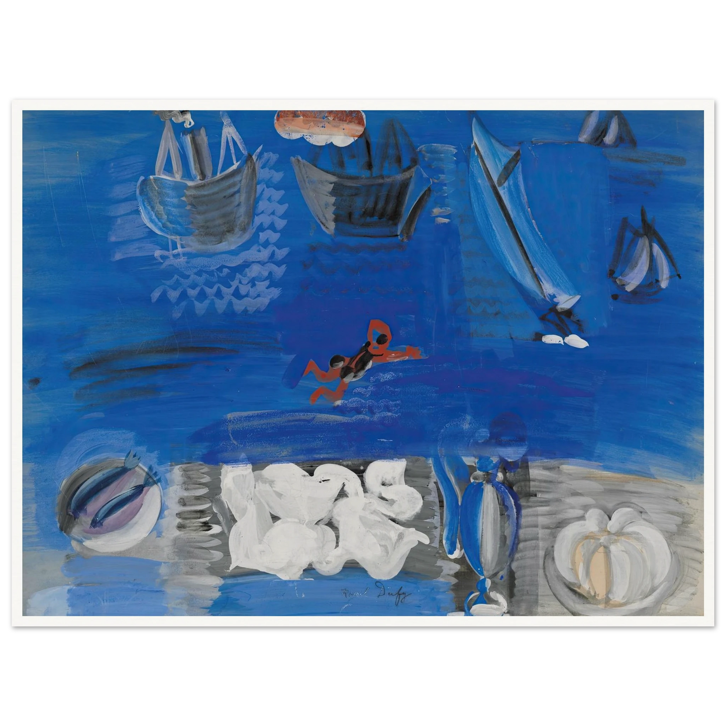 Nature morte et bateaux (circa 1923) Art Print | Raoul Dufy-Quipham Collections