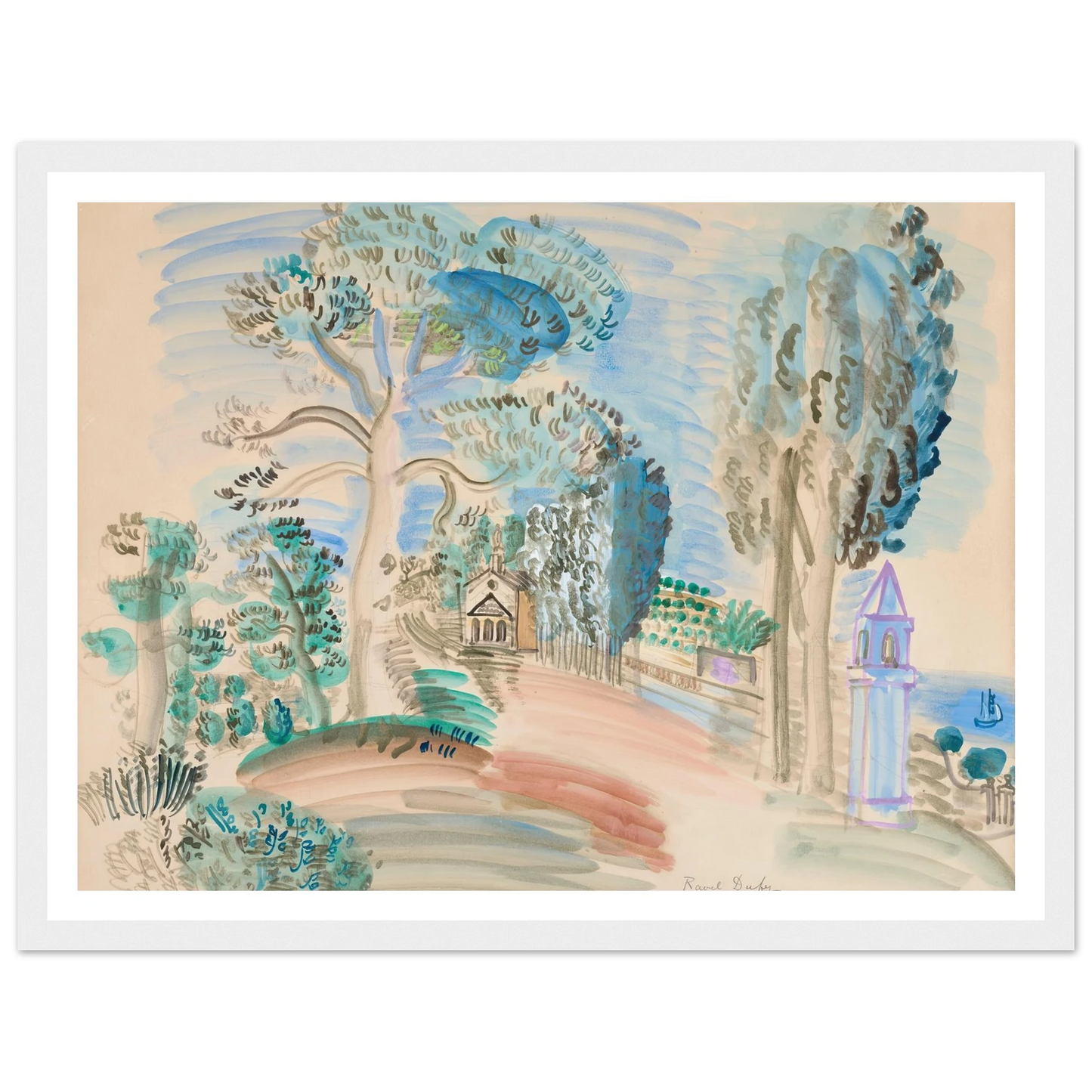 La Chapelle à Golfe Juan (circa 1923) Art Print | Raoul Dufy-Quipham Collections