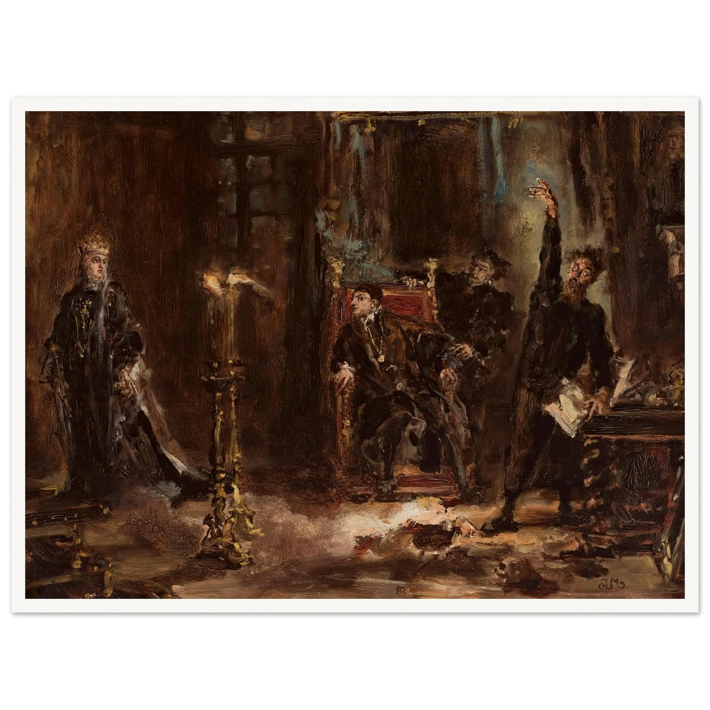 Twardowski conjuring the spirit of Barbara for Sigismund Augustus, sketch (1884) Art Print | Jan Matejko-Quipham Collections
