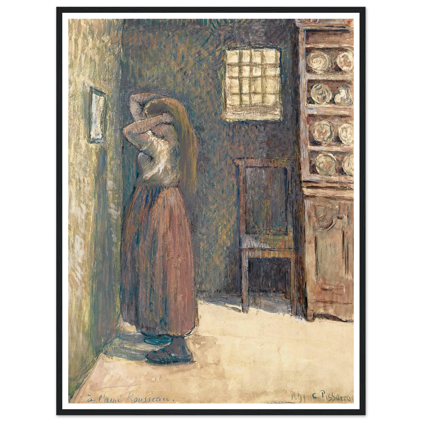 Jeune Paysanne Se Coiffant (1891) Art Print | Camille Pissarro-Quipham Collections