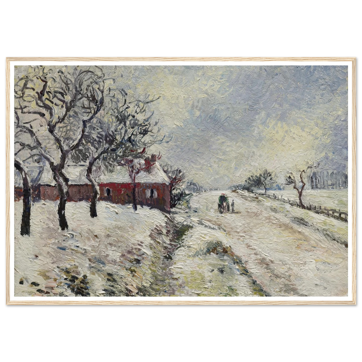 Route enneigée avec maison, environs d’Eragny (1885) Art Print | Camille Pissarro-Quipham Collections