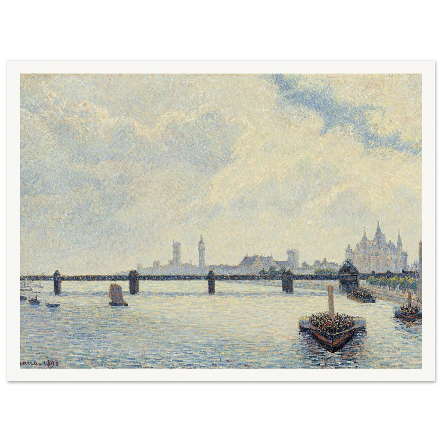 Charing Cross Bridge,London (1890) Art Print | Camille Pissarro-Quipham Collections