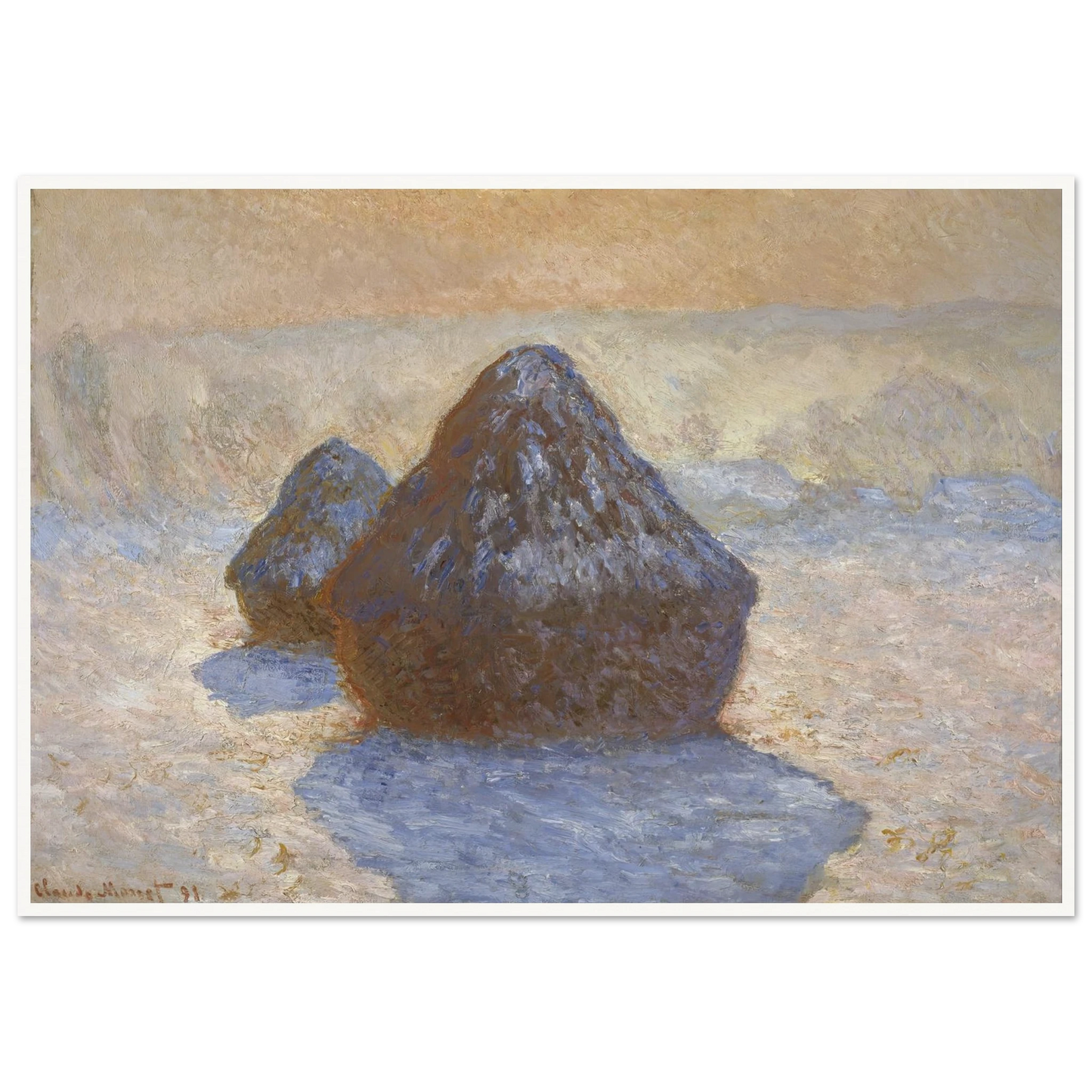 Haystacks- Snow Effect (1891) Art Print | Claude Monet-Quipham Collections