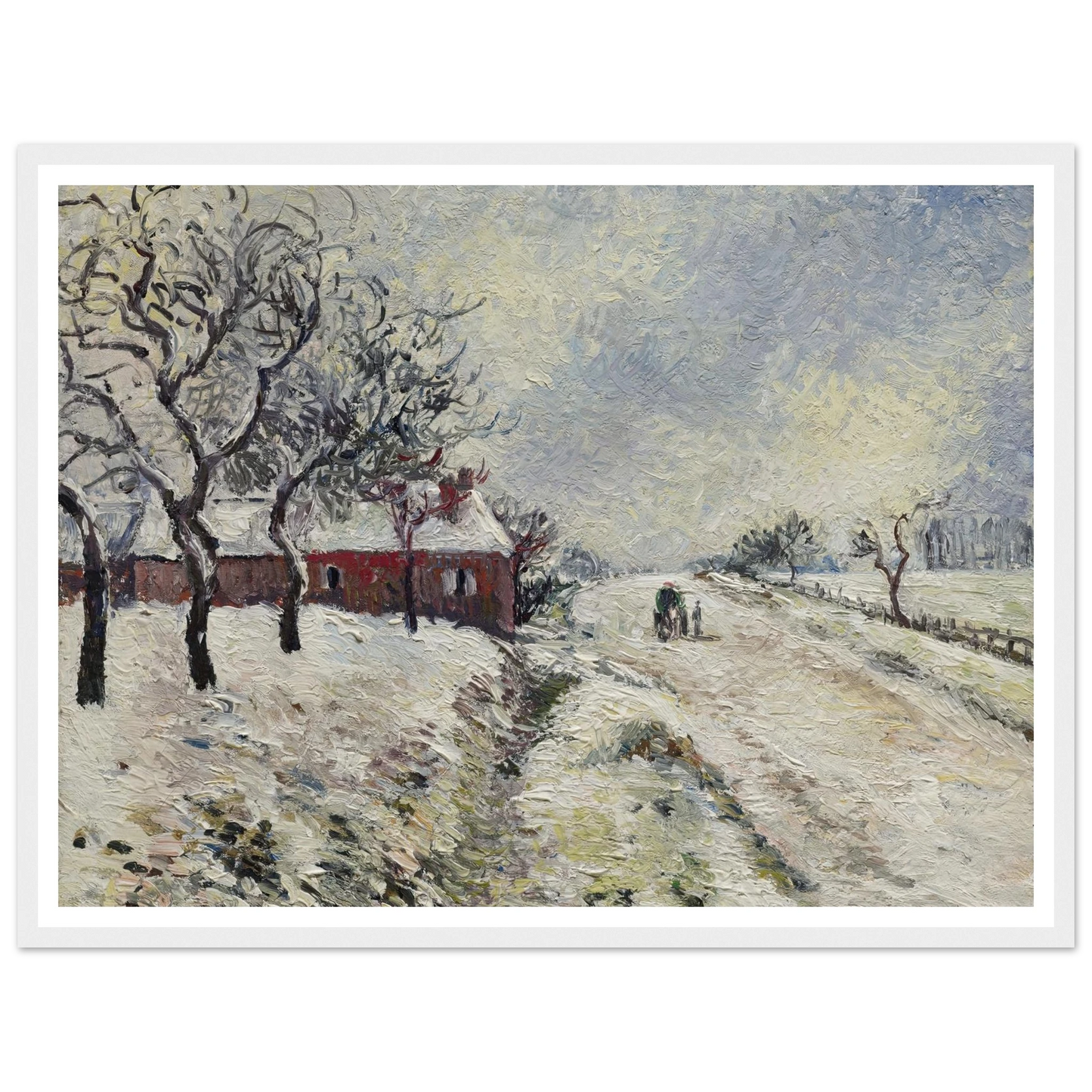 Route enneigée avec maison, environs d’Eragny (1885) Art Print | Camille Pissarro-Quipham Collections