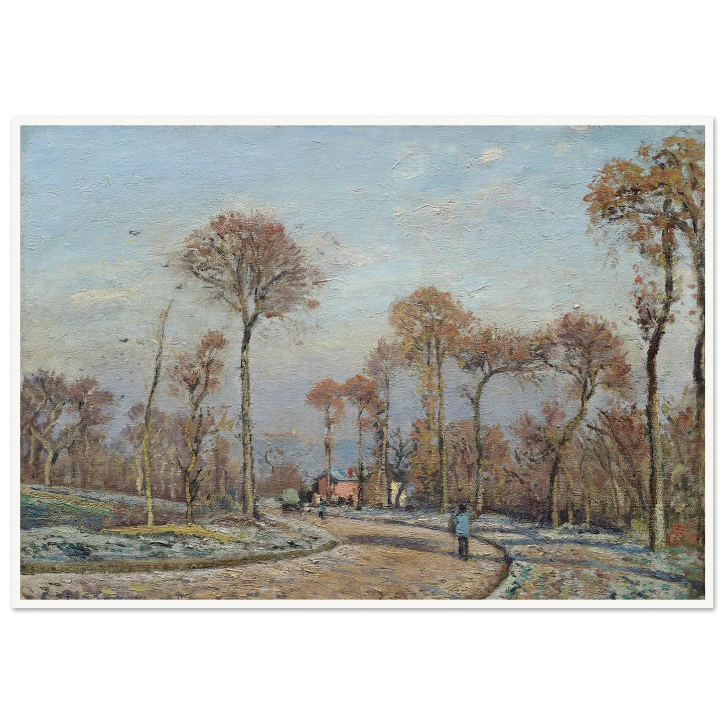 The Road to Versailles, Louveciennes,Morning Frost (1871) Art Print | Camille Pissarro-Quipham Collections