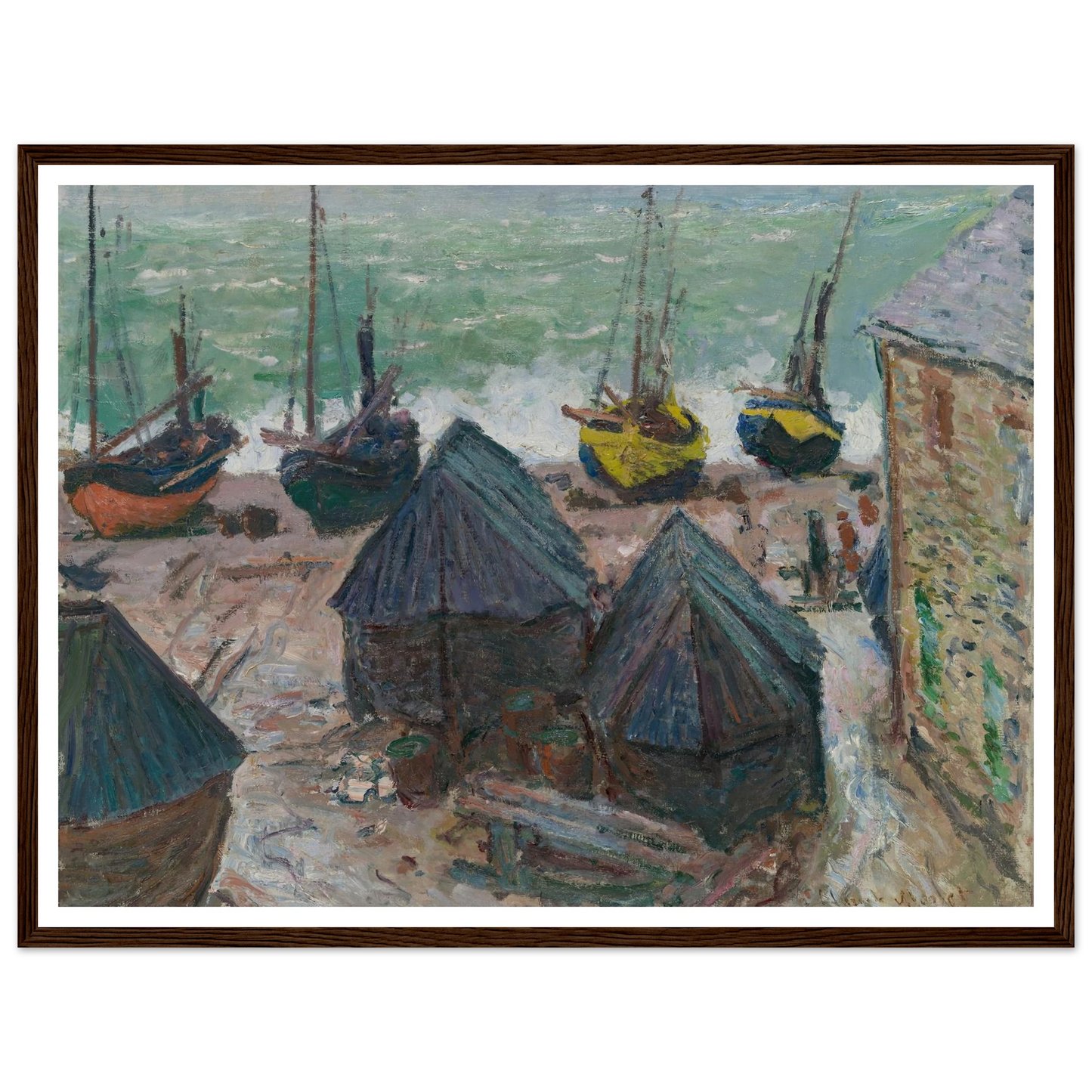Boats on the Beach at Étretat (1885) Art Print | Claude Monet-Quipham Collections