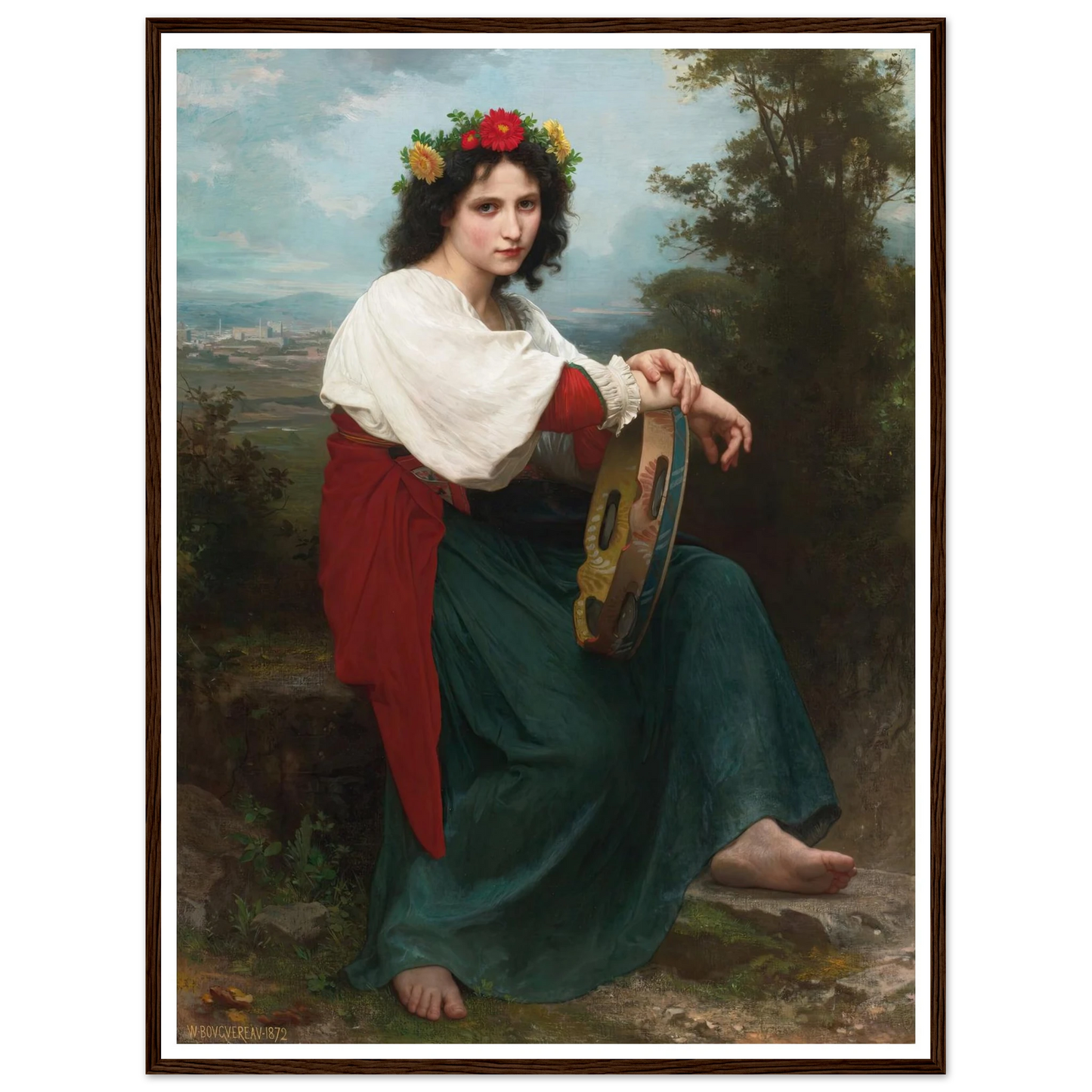 L’Italienne au Tambour de Basque (1872) Art Print | William Bouguereau-Quipham Collections