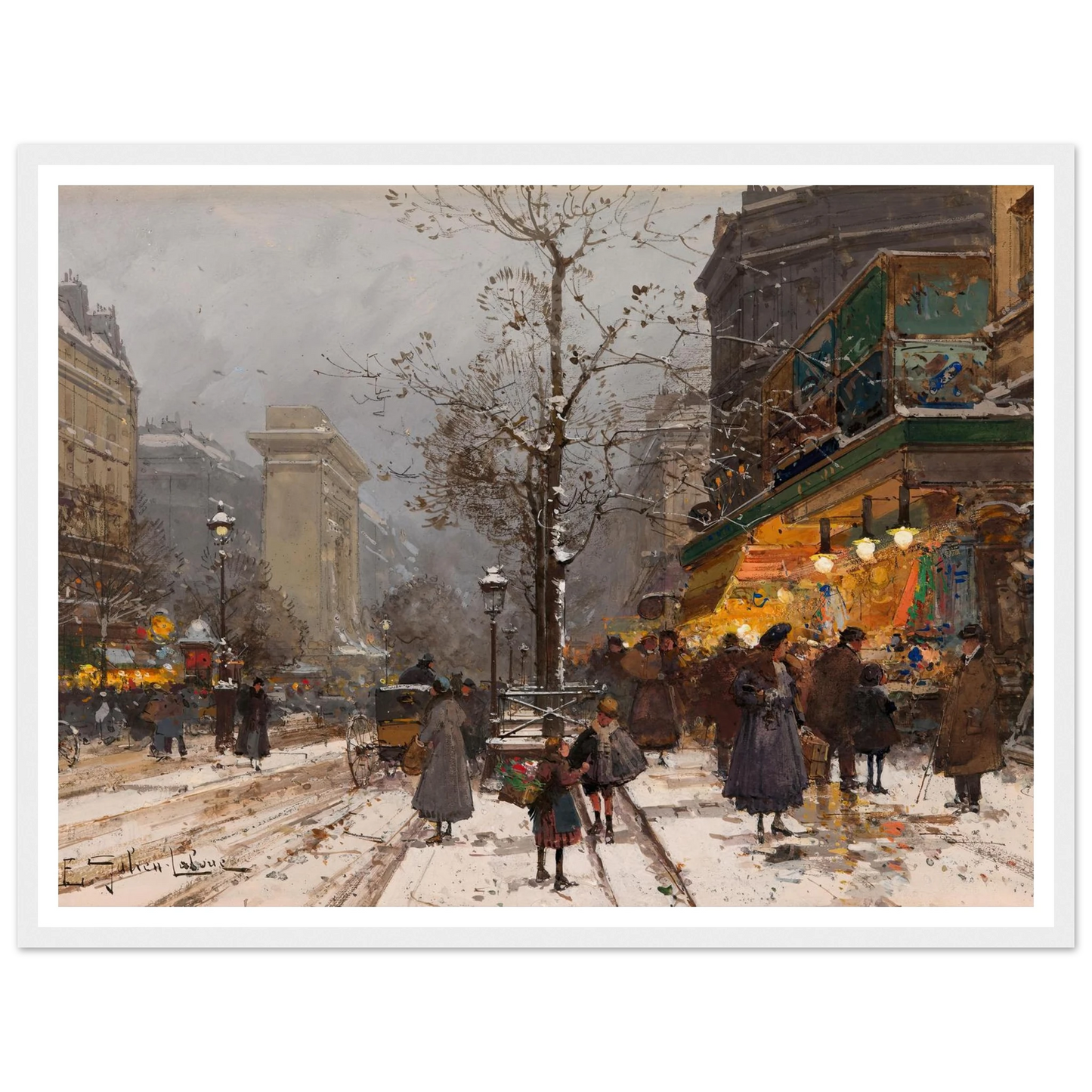 Boulevard Bonne – Nouvelle sous la neige Art Print | Eugene Galien Laloue-Quipham Collections