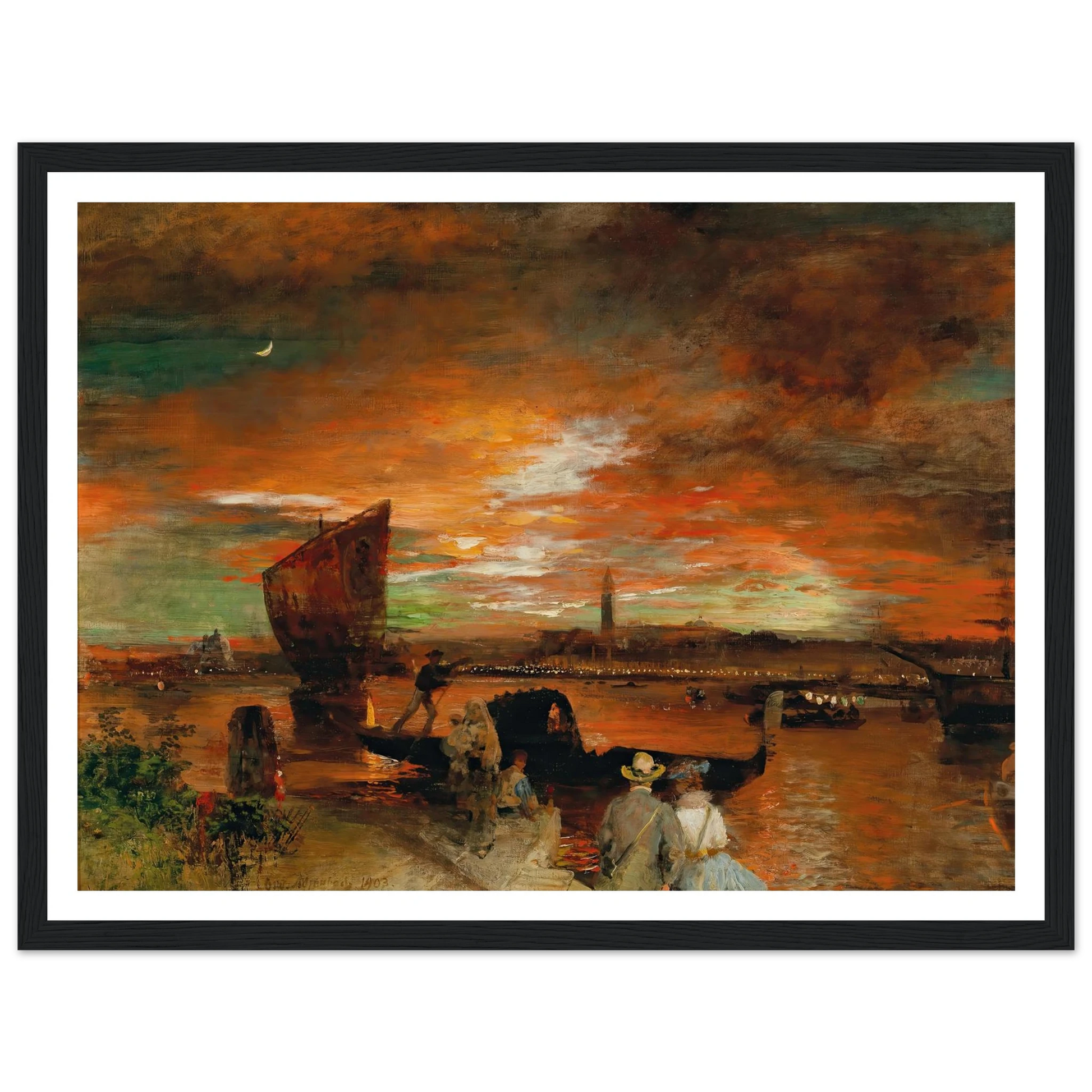 A scene at dusk in Venice (1903) Art Print | Oswald Achenbach-Quipham Collections