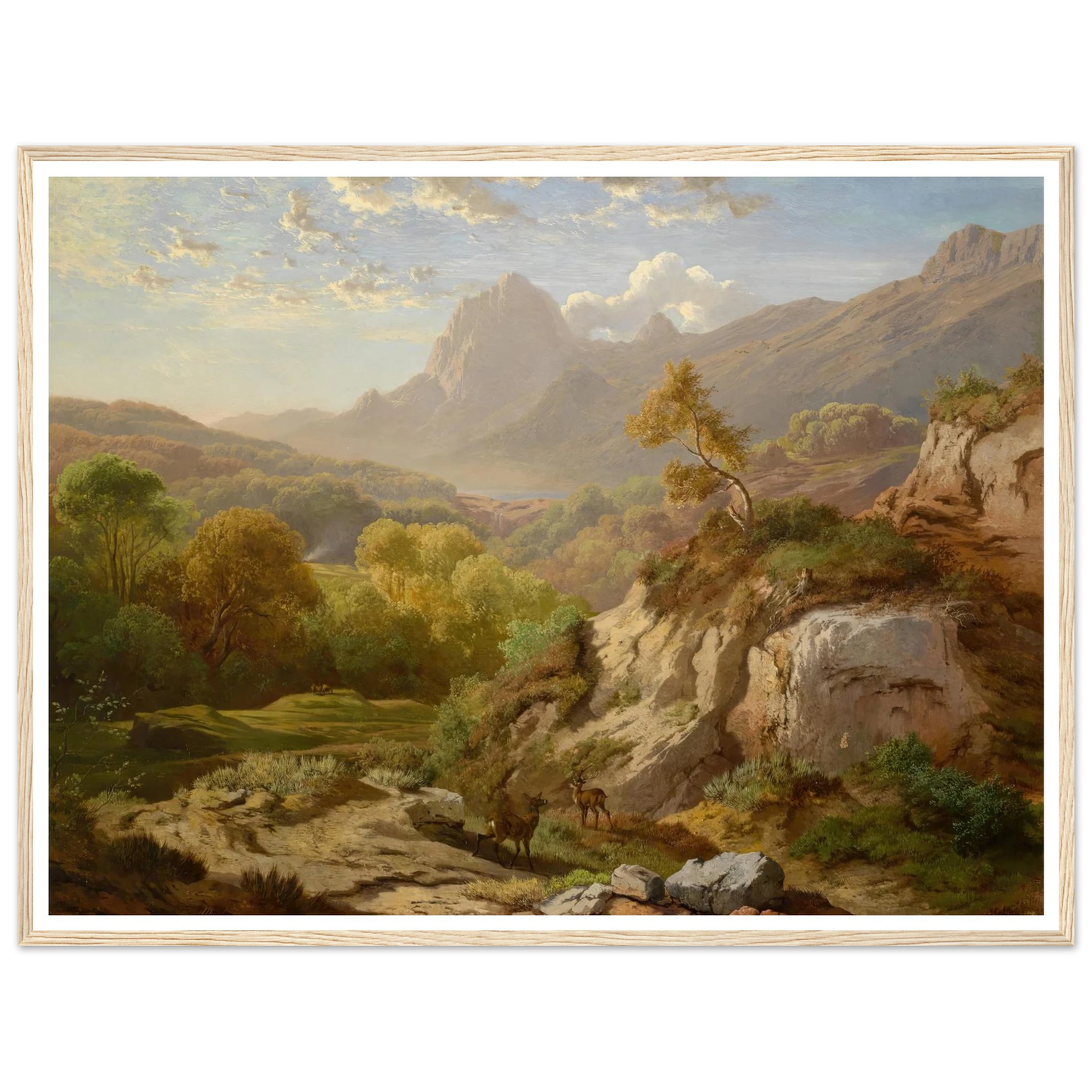 Rotwild in einer weiten Gebirgslandschaft Art Print | Albert Zimmermann-Quipham Collections