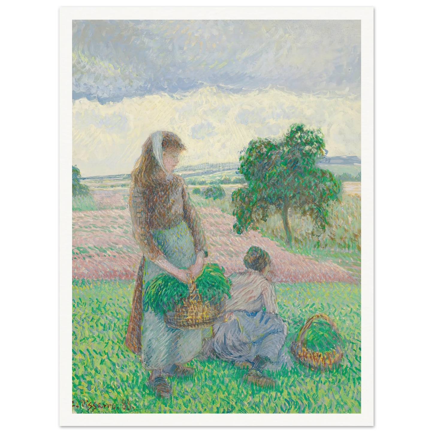 Paysannes portant un panier (1888) Art Print | Camille Pissarro-Quipham Collections