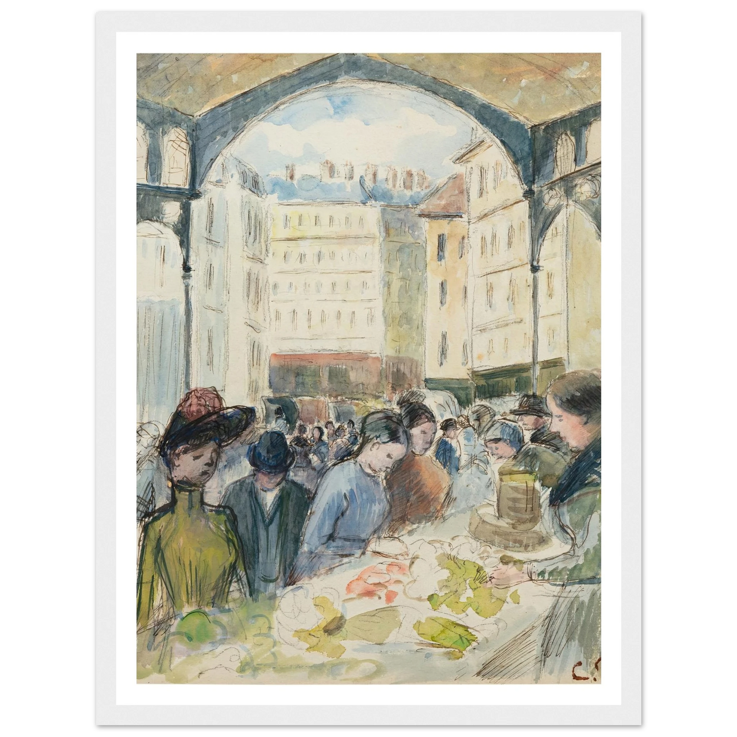 Les Halles centrales; le marché aux légumes Art Print | Camille Pissarro-Quipham Collections